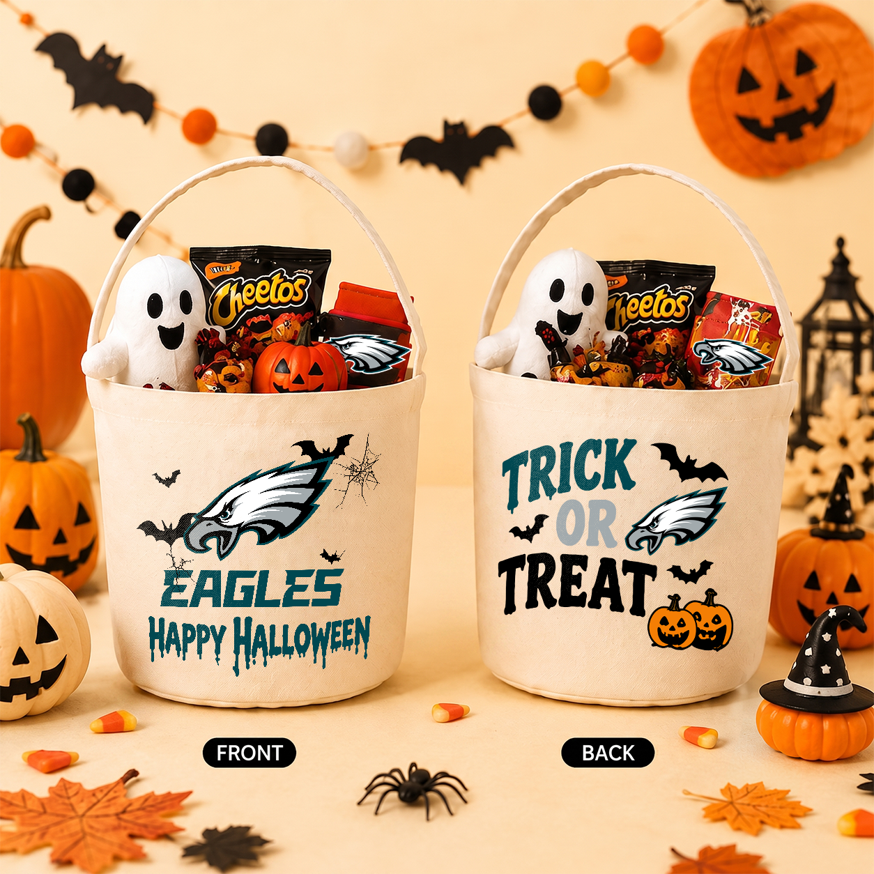 [SPECIAL OFFER] NEW CUSTOMIZED NFL02 PPE PHILADELPHIA EAGLES HALLOWEEN BASKET