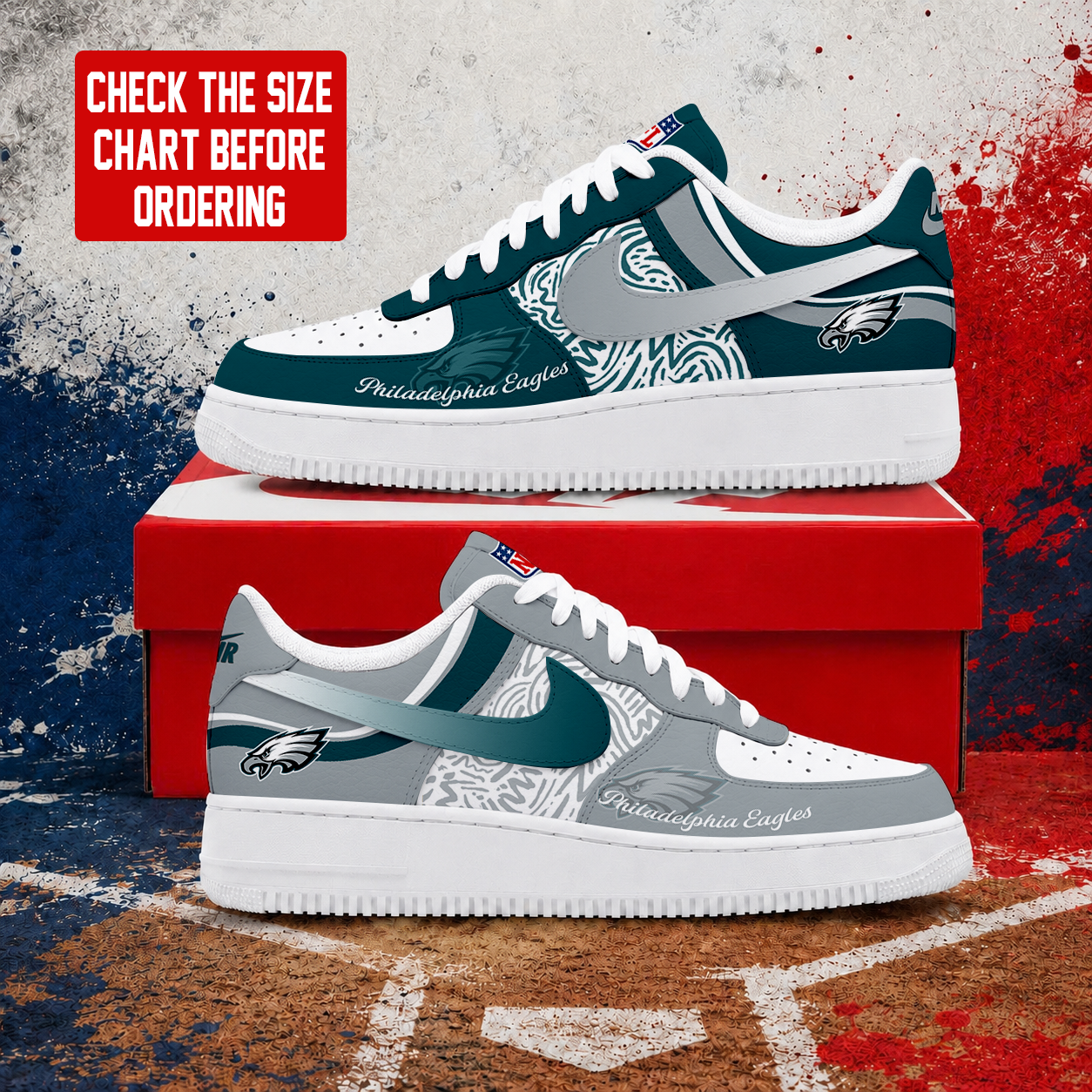 LIMITED EDITION - NEW CUSTOMIZED NFL02 PPE PHILADELPHIA EAGLES AF1 SHOES
