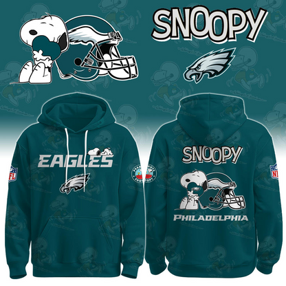 LIMITED EDITION - NEW CUSTOMIZED NFL02 PPE PHILADELPHIA EAGLES & SNOOPY UNISEX T-SHIRT, POLO, HOODIE & JACKETS