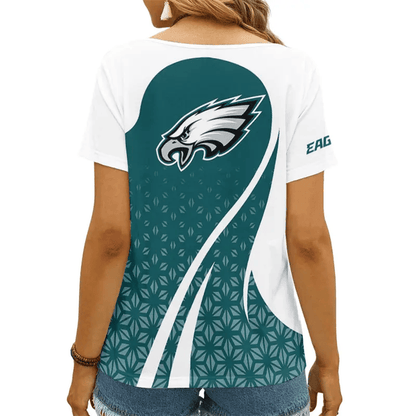 LIMITED EDITION - NEW CUSTOMIZED NFL02 PPE PHILADELPHIA EAGLES V-NECK FEMALE SHIRT