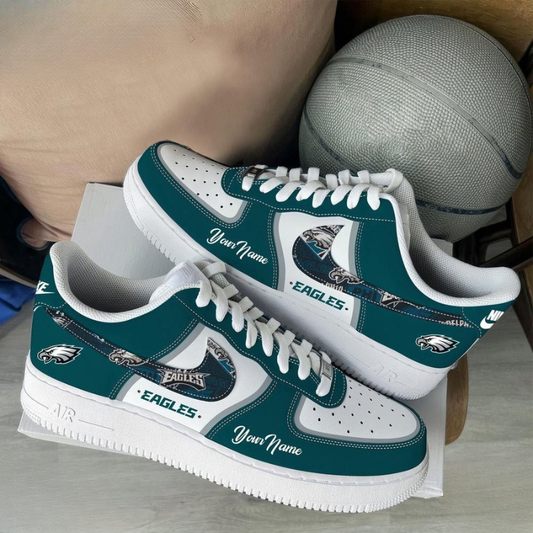 LIMITED EDITION - NEW CUSTOMIZED NFL02 PPE PHILADELPHIA EAGLES AF1 SNEAKERS