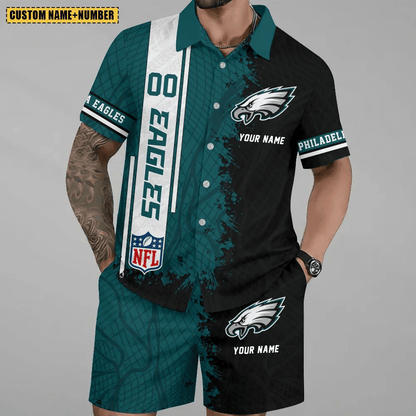 LIMITED RUN - NEW CUSTOMIZED NFL02 PPE PHILADELPHIA EAGLES UNISEX HAWAIIAN SHIRT & SHORTS SET