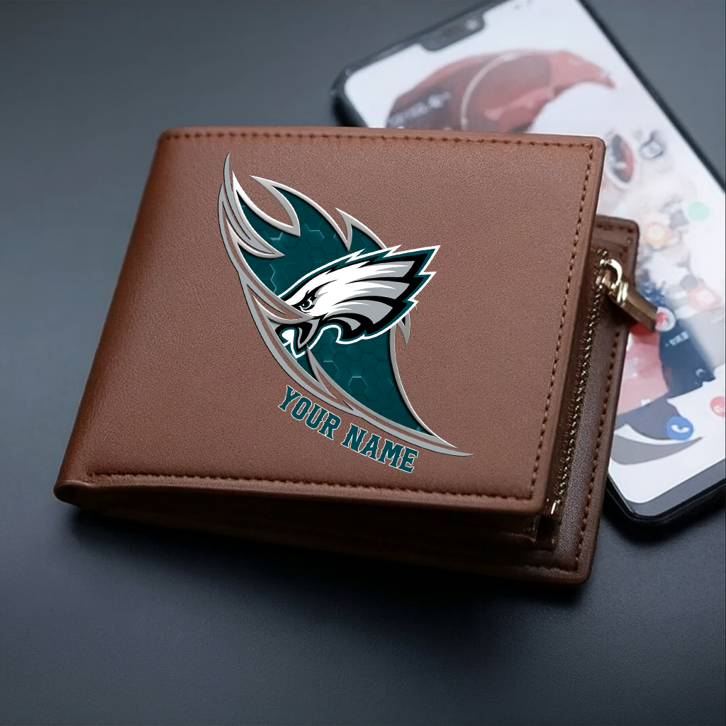 LIMITED EDITION - NEW CUSTOMIZED NFL02 PPE PHILADELPHIA EAGLES LEATHER WALLET