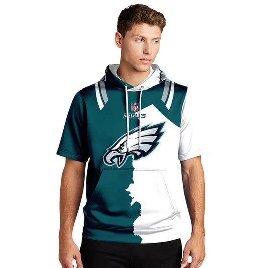 LIMITED EDITION - NEW CUSTOMIZED NFL02 PPE PHILADELPHIA EAGLES SHORT SLEEVE HOODIE T-SHIRT