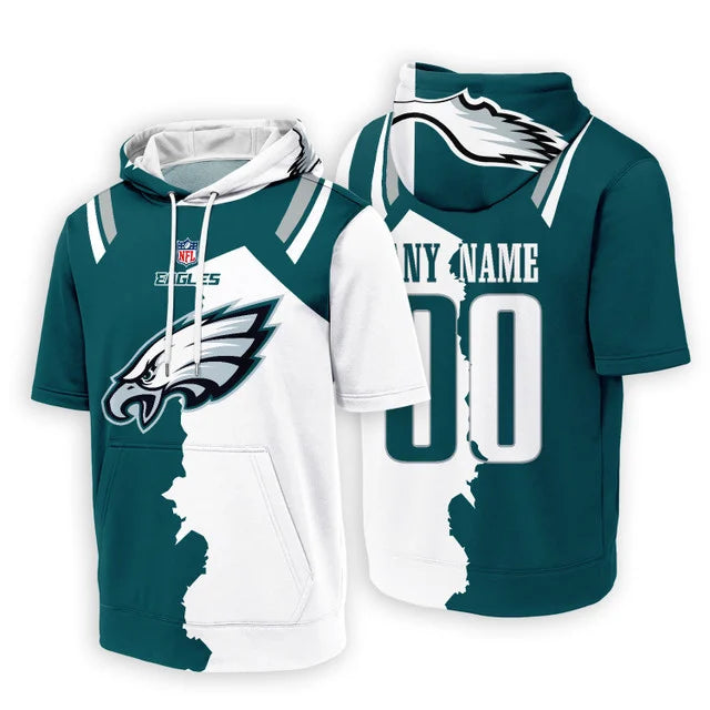 LIMITED EDITION - NEW CUSTOMIZED NFL02 PPE PHILADELPHIA EAGLES SHORT SLEEVE HOODIE T-SHIRT