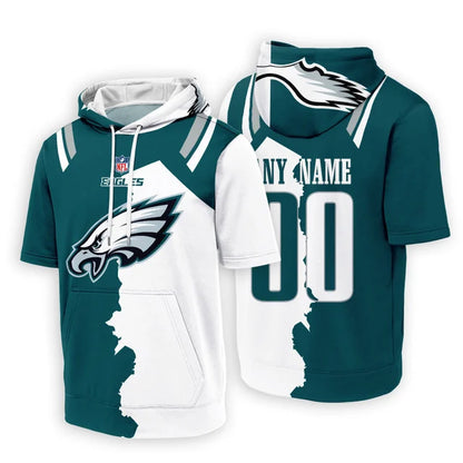 LIMITED EDITION - NEW CUSTOMIZED NFL02 PPE PHILADELPHIA EAGLES SHORT SLEEVE HOODIE T-SHIRT