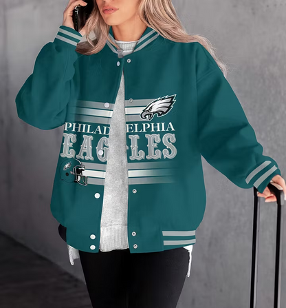 LIMITED EDITION - NEW CUSTOMIZED NFL02 PPE PHILADELPHIA EAGLES SATIN VARSITY & BASEBALL JACKET