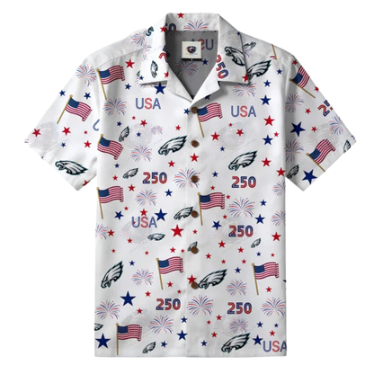LIMITED EDITION - NEW CUSTOMIZED NFL02 PPE PHILADELPHIA EAGLES PATRIOTIC 250 USA HAWAIIAN SHIRT