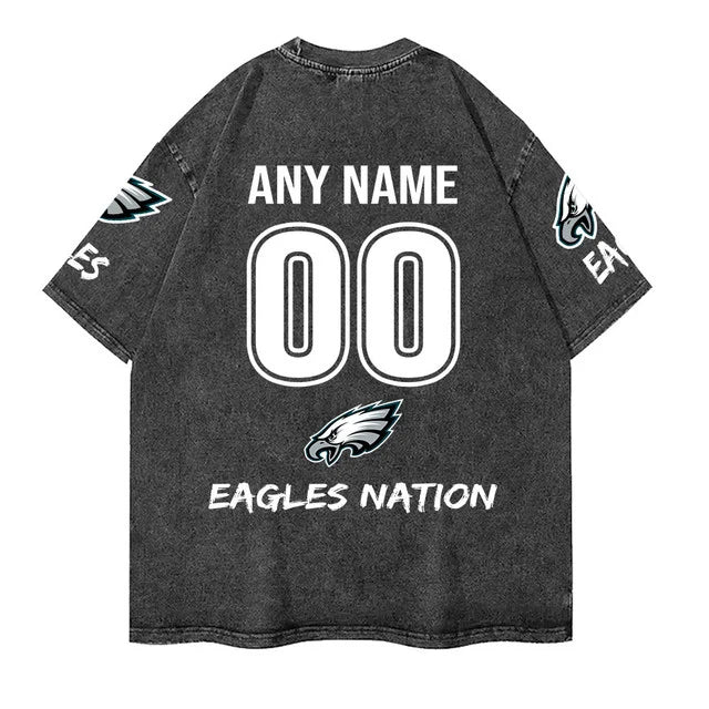 [SPECIAL OFFER] NEW CUSTOMIZED NFL02 PPE PHILADELPHIA EAGLES MULTICOLOR WASHED TEE