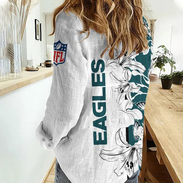 [SPECIAL OFFER] NEW CUSTOMIZED NFL02 PPE PHILADELPHIA EAGLES WOMEN CASUAL SHIRT FOR FAN