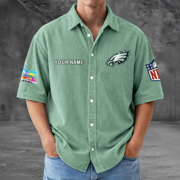LIMITED EDITION - NEW CUSTOMIZED NFL02 PPE PHILADELPHIA EAGLES SEERSUCKER BUTTON SHIRT