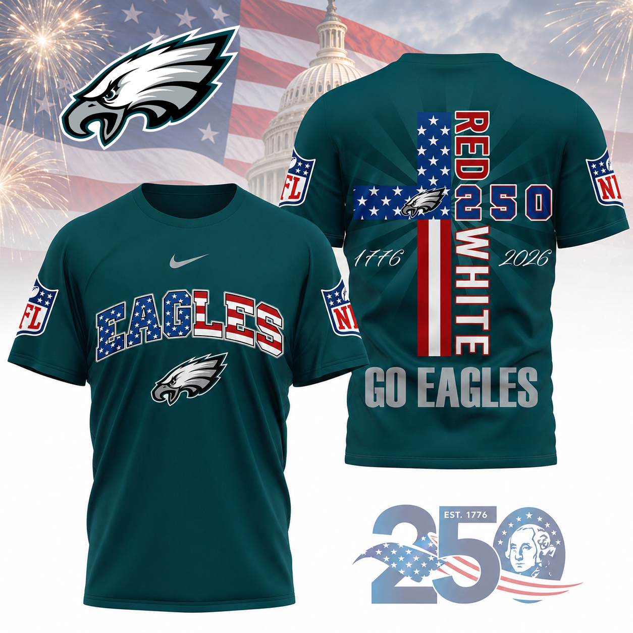 LIMITED EDITION - NEW CUSTOMIZED NFL02 PPE PHILADELPHIA EAGLES T-SHIRT, POLO SHIRT, ZIP POLO SHIRT, SWEATSHIRT, HOODIE & ZIP HOODIE