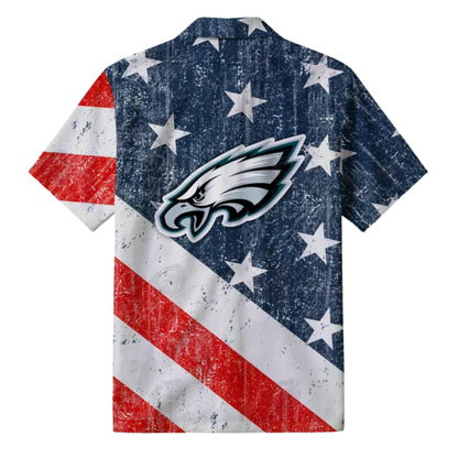 LIMITED EDITION - NEW CUSTOMIZED NFL02 PPE PHILADELPHIA EAGLES PATRIOTIC 250 USA HAWAIIAN SHIRT
