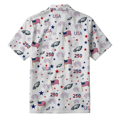 LIMITED EDITION - NEW CUSTOMIZED NFL02 PPE PHILADELPHIA EAGLES PATRIOTIC 250 USA HAWAIIAN SHIRT