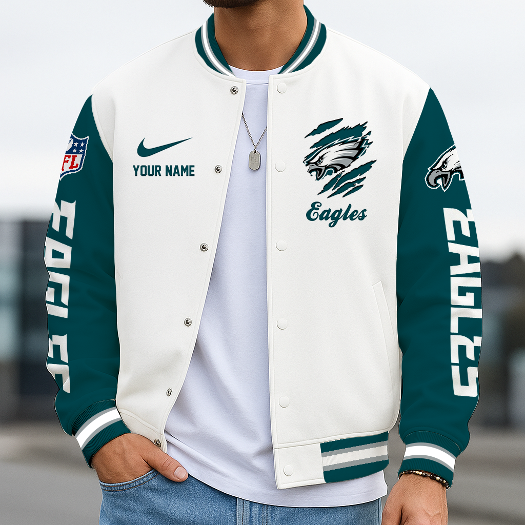 LIMITED EDITION - NEW CUSTOMIZED NFL02 PPE PHILADELPHIA EAGLES BASEBALL JACKET