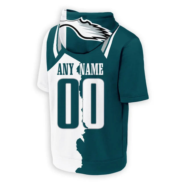 LIMITED EDITION - NEW CUSTOMIZED NFL02 PPE PHILADELPHIA EAGLES SHORT SLEEVE HOODIE T-SHIRT