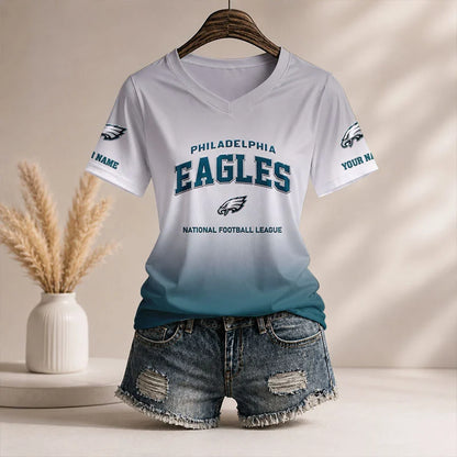 LIMITED EDITION - NEW CUSTOMIZED NFL02 PPE PP EAGLES V-NECK FEMALE SHIRT