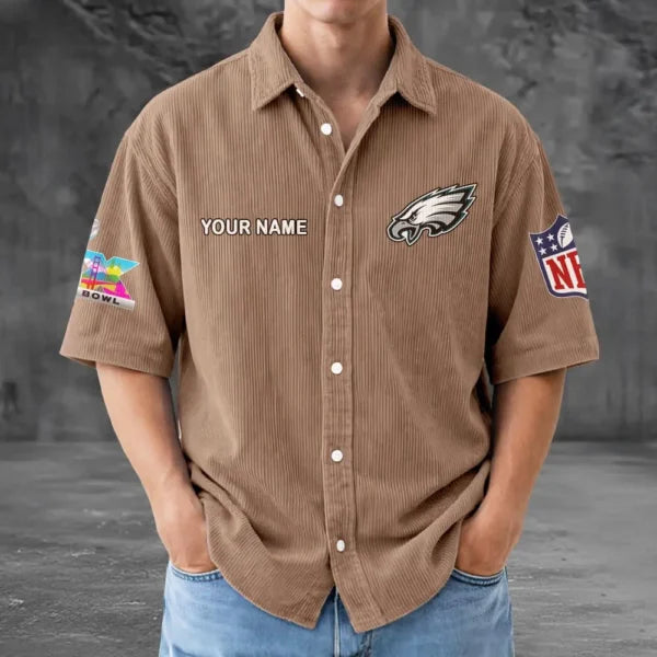 LIMITED EDITION - NEW CUSTOMIZED NFL02 PPE PHILADELPHIA EAGLES SEERSUCKER BUTTON SHIRT