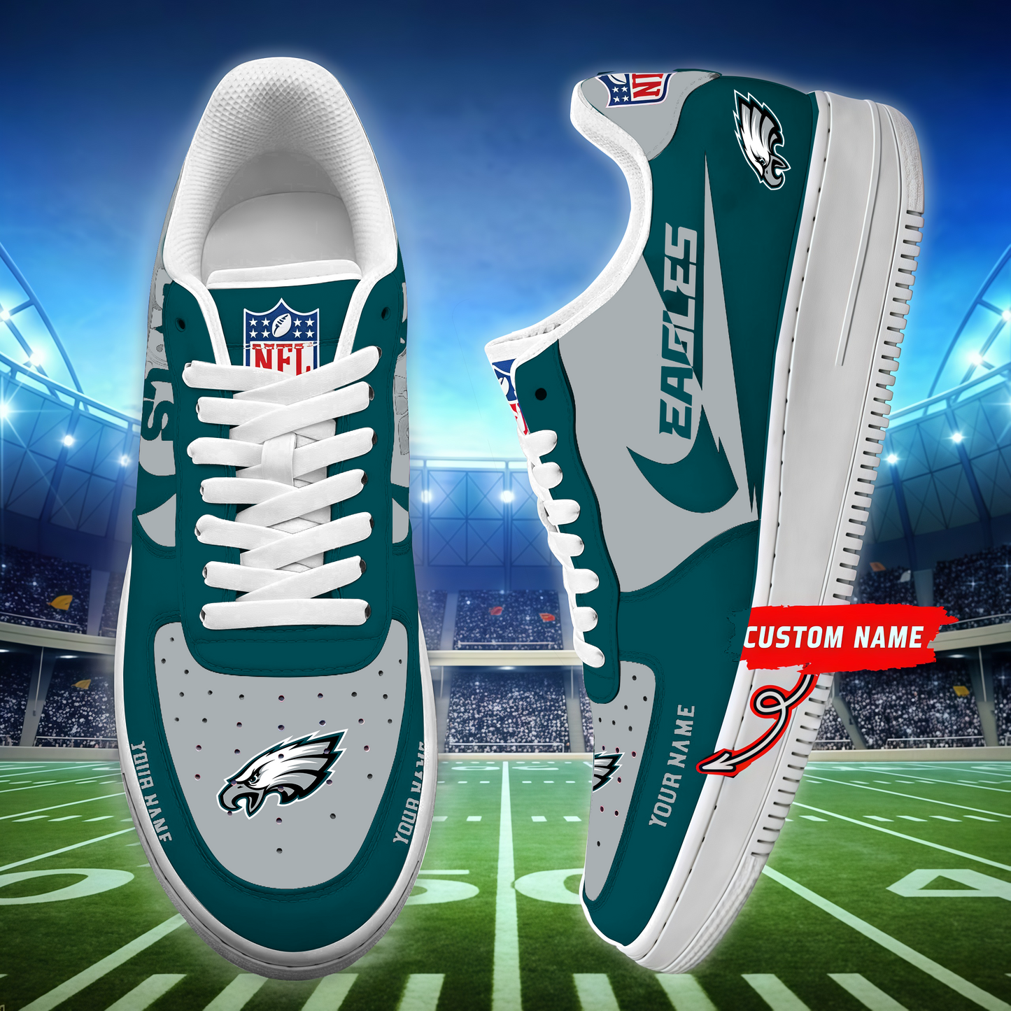 [SPECIAL OFFER] NEW CUSTOMIZED NFL02 PPE PHILADELPHIA EAGLES AF1 SNEAKERS