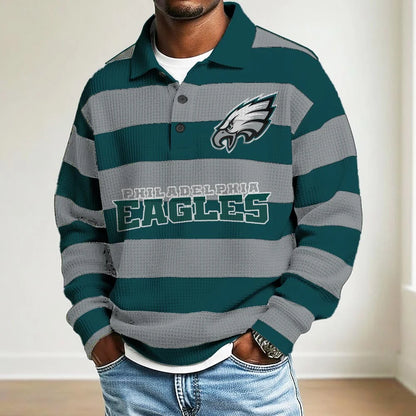 LIMITED EDITION - NEW CUSTOMIZED NFL02 PP EAGLES MEN LONG SLEEVE POLO SHIRT