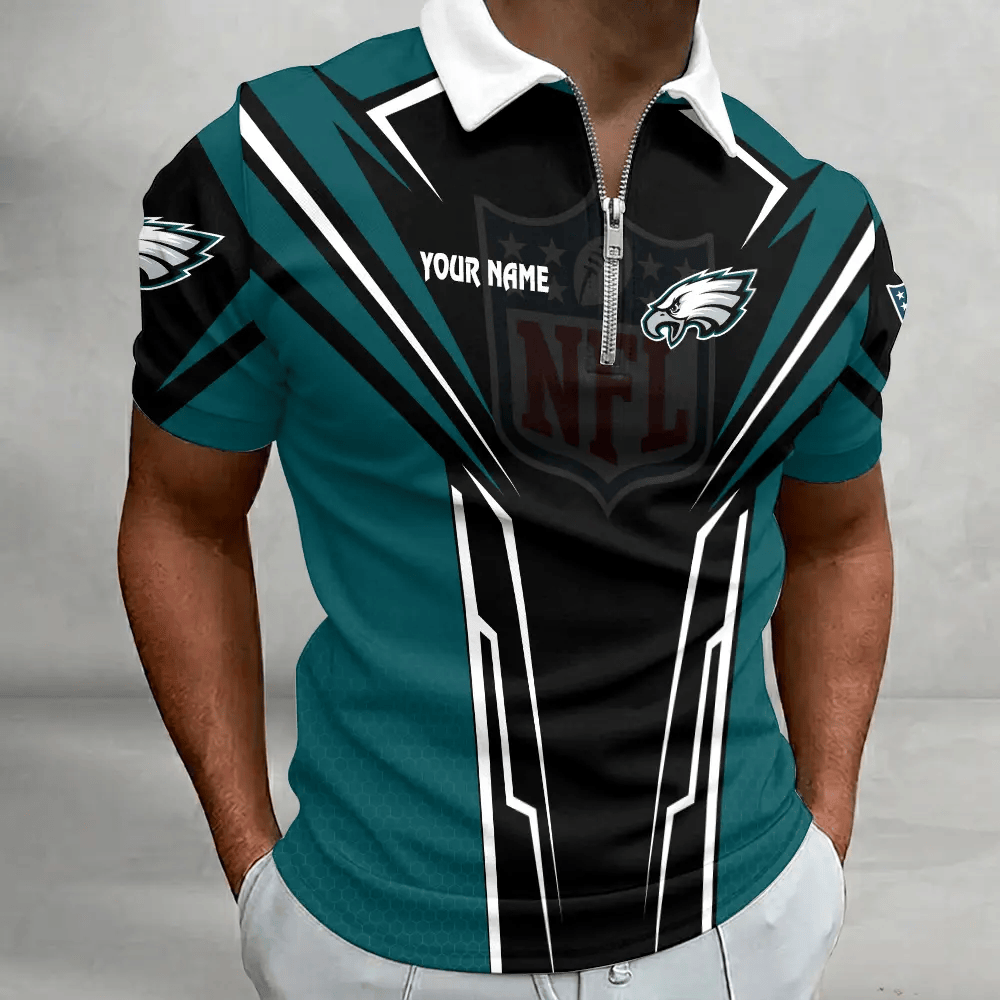 [SPECIAL OFFER] NEW CUSTOMIZED NFL02 PPE PHILADELPHIA EAGLES ZIP POLO SHIRT