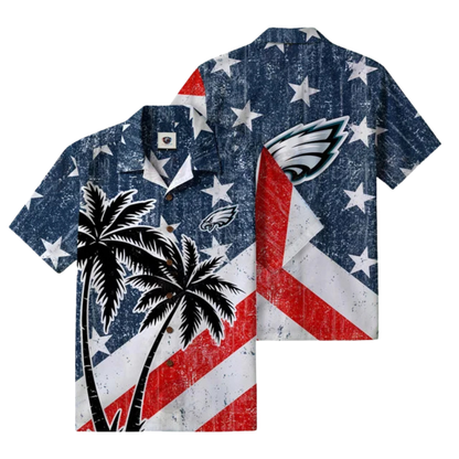 LIMITED EDITION - NEW CUSTOMIZED NFL02 PPE PHILADELPHIA EAGLES PATRIOTIC 250 USA HAWAIIAN SHIRT