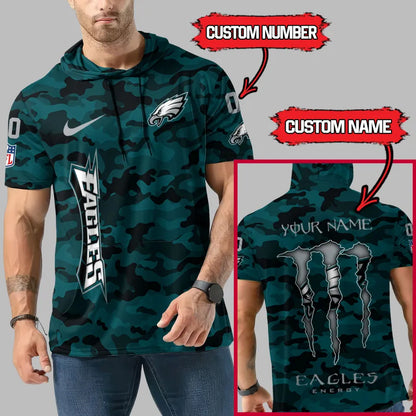 LIMITED EDITION - NEW CUSTOMIZED NFL02 PPE PHILADELPHIA EAGLES SHORT SLEEVE HOODIE
