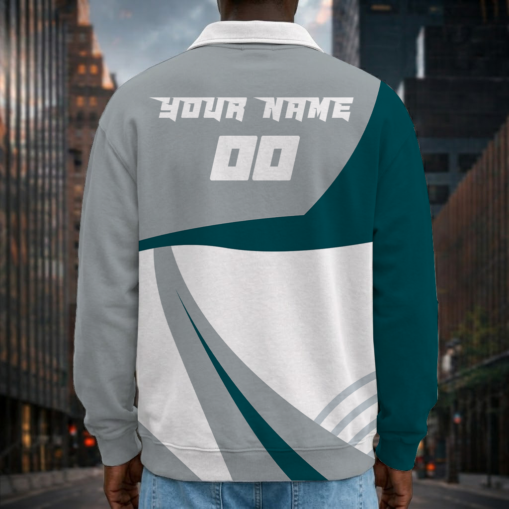 [SPECIAL OFFER] NEW CUSTOMIZED NFL02 PPE PHILADELPHIA EAGLES O-RING LONG SLEEVE POLO SHIRT