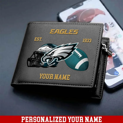 LIMITED EDITION - NEW CUSTOMIZED NFL02 PPE PHILADELPHIA EAGLES LEATHER WALLET