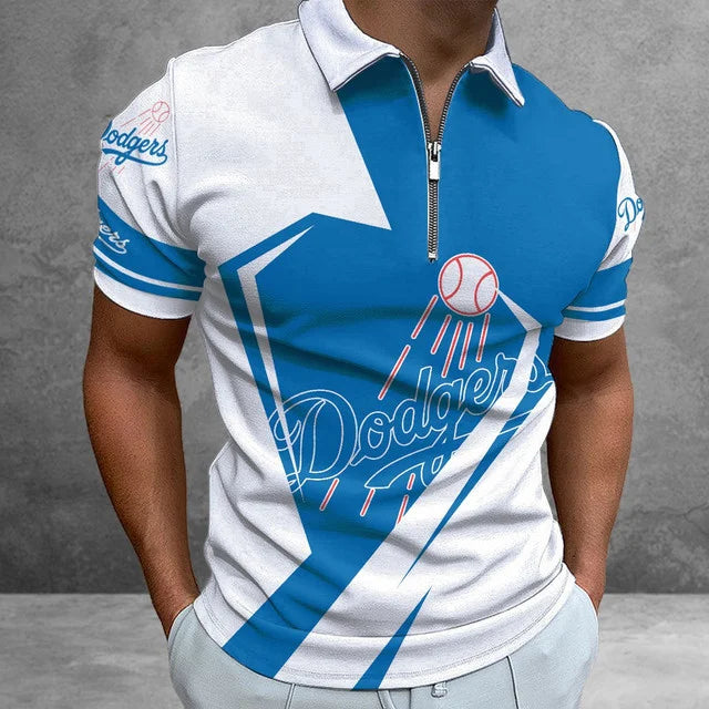 [FLASH SALE] NEW CUSTOMIZED MLB02 LAD LOS ANGELES DODGERS ZIP POLO SHIRT
