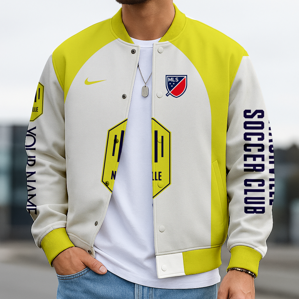 LIMITED EDITION - NEW CUSTOMIZED MLS02 NSC NASHVILLE SATIN VARSITY & BASEBALL JACKET