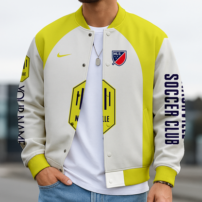 LIMITED EDITION - NEW CUSTOMIZED MLS02 NSC NASHVILLE SATIN VARSITY & BASEBALL JACKET
