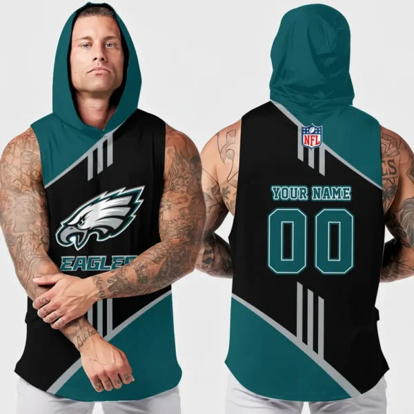 [SPECIAL OFFER] NEW CUSTOMIZED NFL02 PPE PHILADELPHIA EAGLES HOODED TANK TOP
