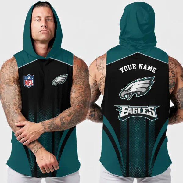 [SPECIAL OFFER] NEW CUSTOMIZED NFL02 PPE PHILADELPHIA EAGLES HOODED TANK TOP