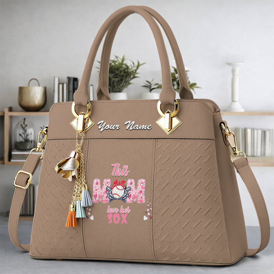 LIMITED EDITION - NEW CUSTOMIZED MLB03 BRS BOSTON RED SOX ZIP HANDBAG MULTICOLOR