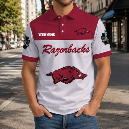 LIMITED EDITION - NEW CUSTOMIZED NCAA CWS03 AKR ARKANSAS RAZORBACKS T-SHIRT, POLO SHIRT, ZIP POLO SHIRT, SWEATSHIRT, HOODIE & ZIP HOODIE