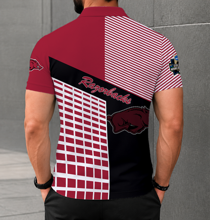 VIRAL EDITION - NEW CUSTOMIZED NCAA CWS03 AKR ARKANSAS RAZORBACKS POLO SHIRT