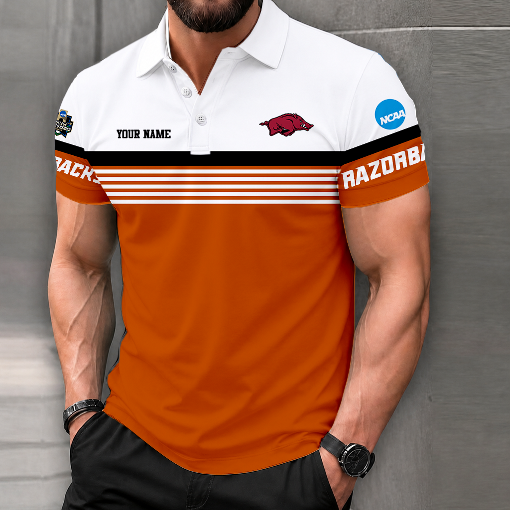 LIMITED EDITION - NEW CUSTOMIZED NCAA CWS03 AKR ARKANSAS RAZORBACKS POLO SHIRT