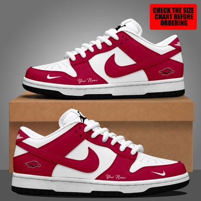 [FAN FAVORITE] NEW CUSTOMIZED NCAA CWS03 AKR ARKANSAS RAZORBACKS DUNK LOW SHOES