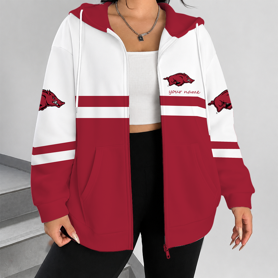 [FAN FAVORITE] NEW CUSTOMIZED NCAA CWS03 AKR ARKANSAS RAZORBACKS ZIP HOODIE