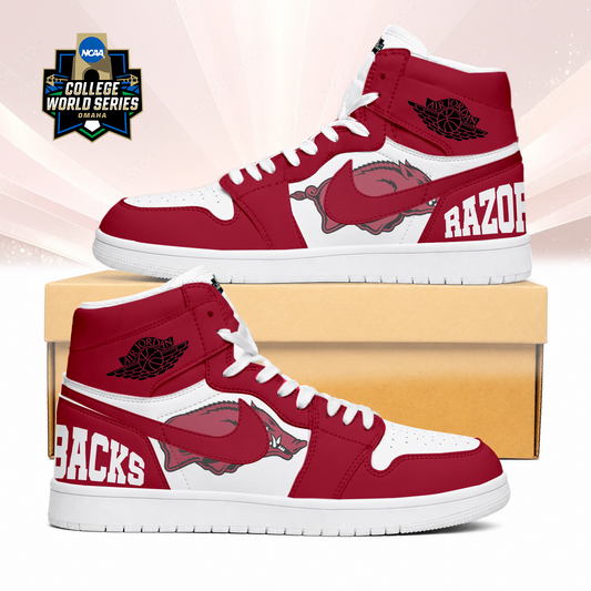 LIMITED EDITION - NEW CUSTOMIZED NCAA CWS03 AKR ARKANSAS RAZORBACKS AIR JORDAN SNEAKERS