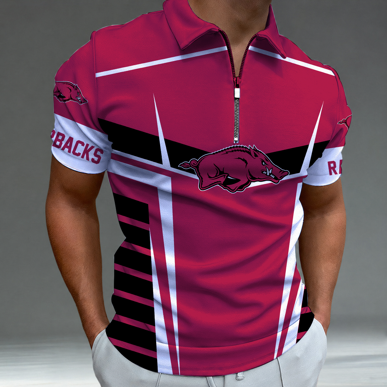 [FAN FAVORITE] NEW CUSTOMIZED NCAA CWS03 AKR ARKANSAS RAZORBACKS POLO SHIRT