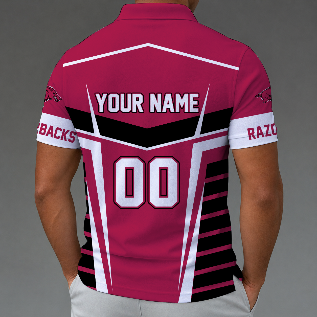[FAN FAVORITE] NEW CUSTOMIZED NCAA CWS03 AKR ARKANSAS RAZORBACKS POLO SHIRT