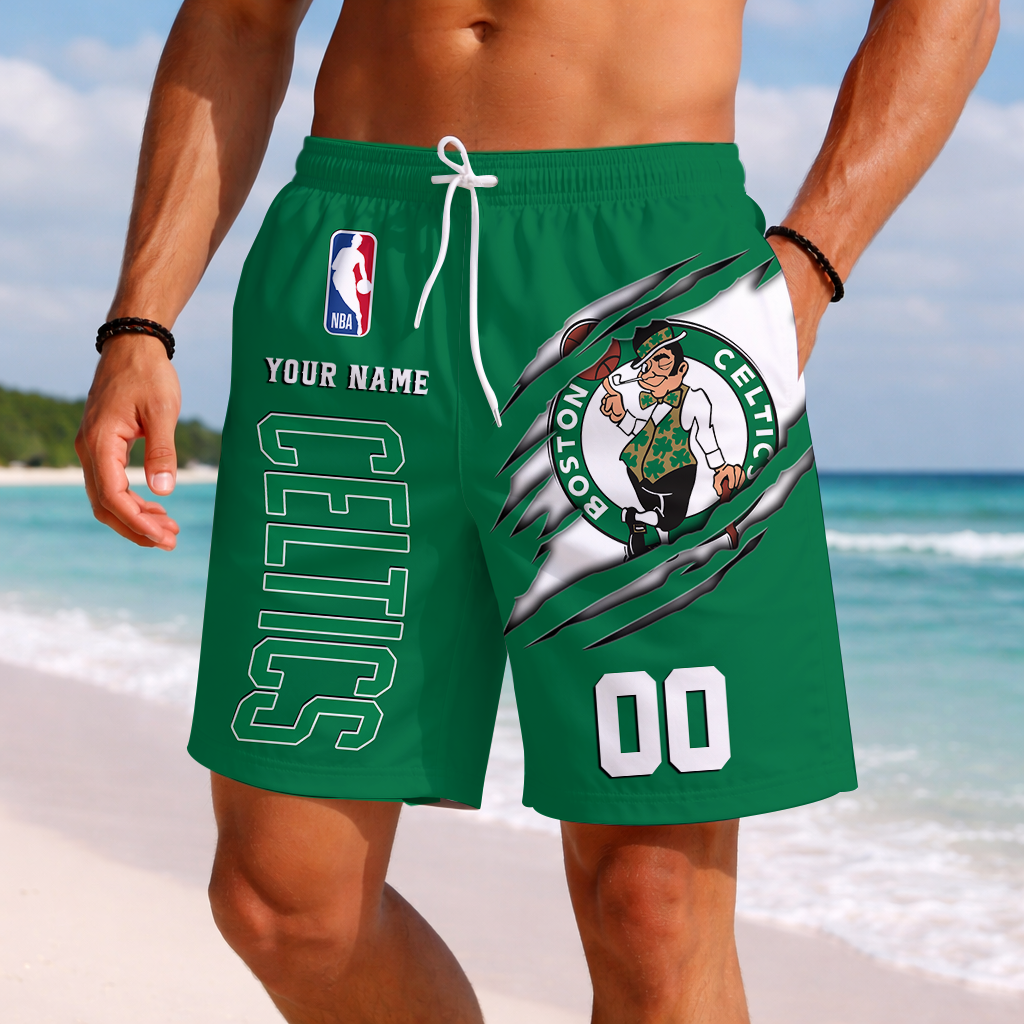 LIMITED EDITION - NEW CUSTOMIZED NBA03 BCE BOSTON CELTICS SHORT PANTS