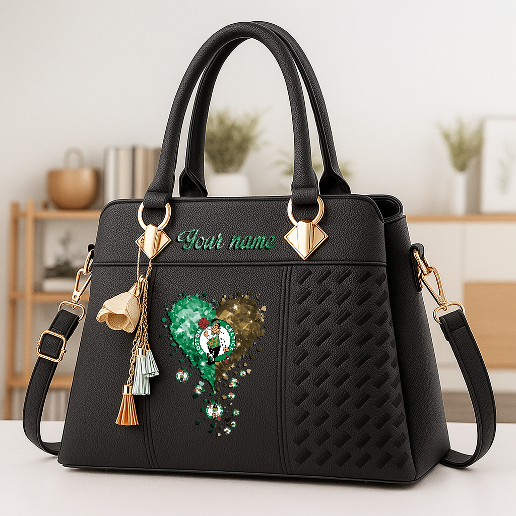 LIMITED EDITION - NEW CUSTOMIZED NBA03 BCE BOSTON CELTICS ZIP HANDBAG MULTICOLOR