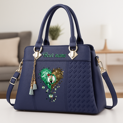 LIMITED EDITION - NEW CUSTOMIZED NBA03 BCE BOSTON CELTICS ZIP HANDBAG MULTICOLOR