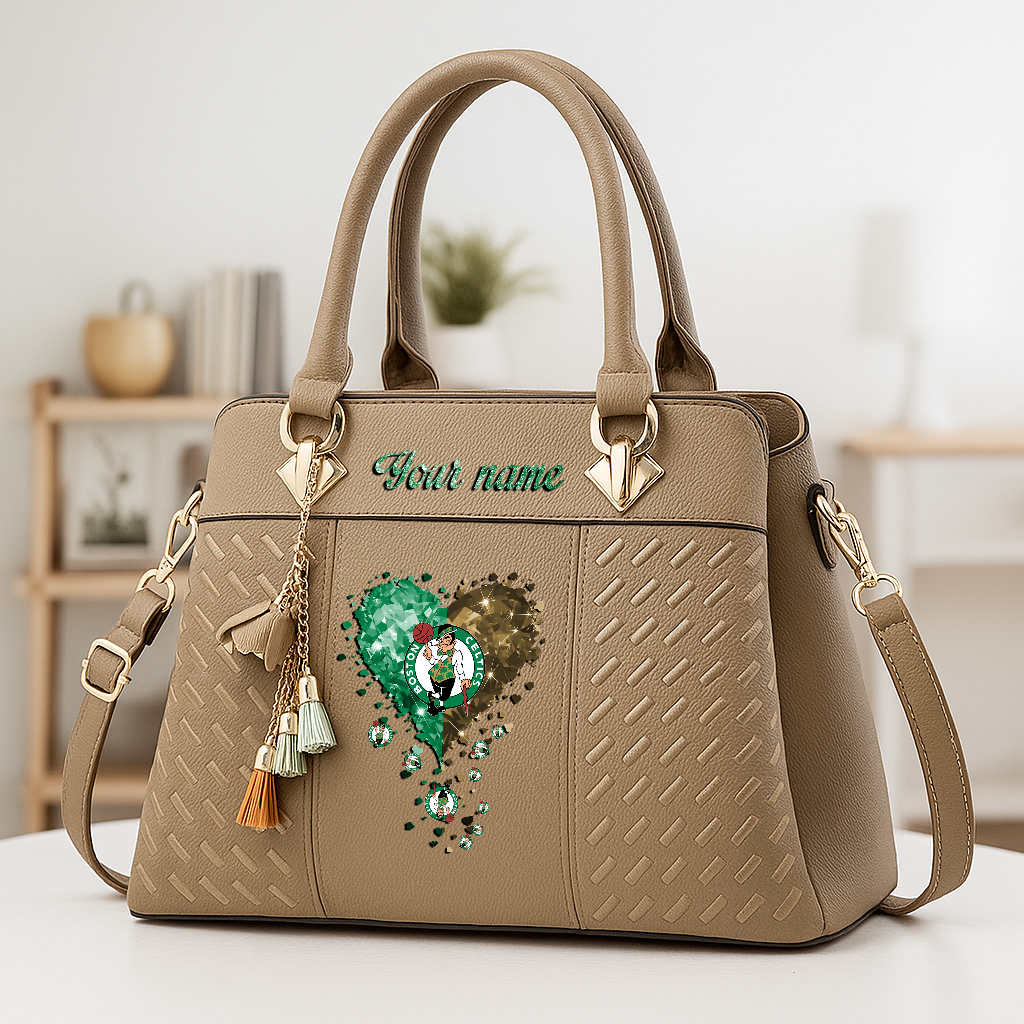 LIMITED EDITION - NEW CUSTOMIZED NBA03 BCE BOSTON CELTICS ZIP HANDBAG MULTICOLOR