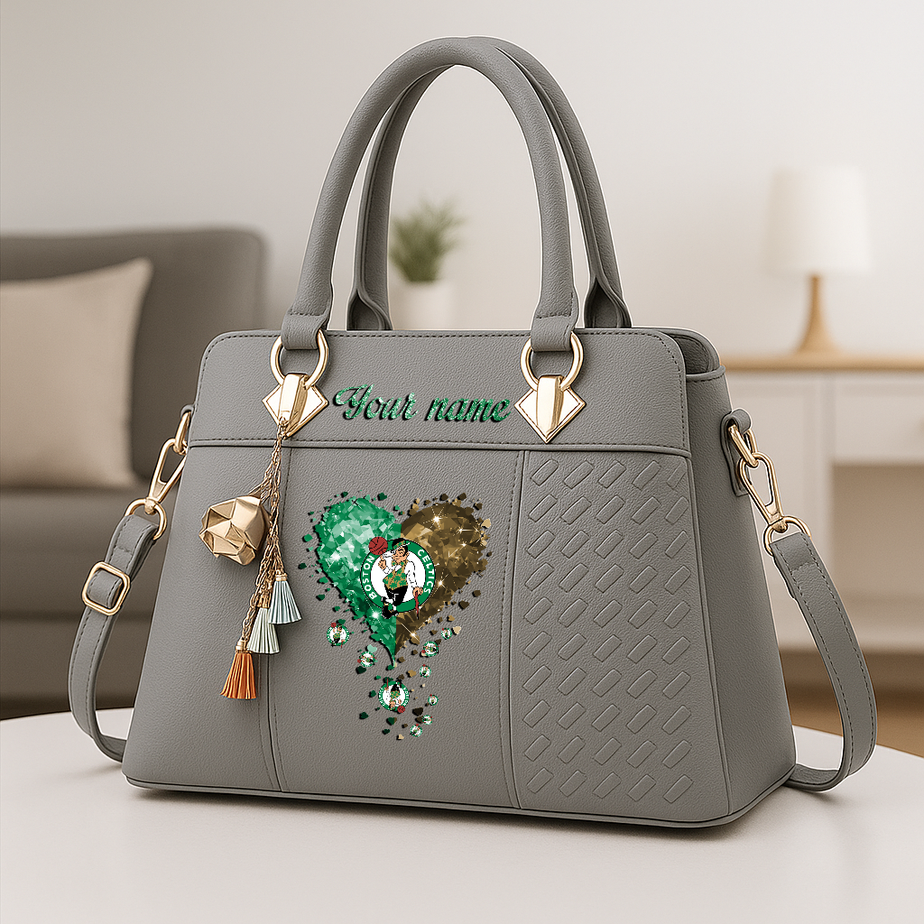 LIMITED EDITION - NEW CUSTOMIZED NBA03 BCE BOSTON CELTICS ZIP HANDBAG MULTICOLOR