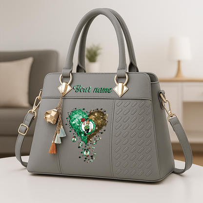 LIMITED EDITION - NEW CUSTOMIZED NBA03 BCE BOSTON CELTICS ZIP HANDBAG MULTICOLOR