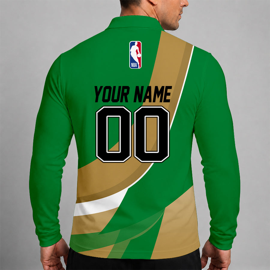 [HOT DEAL] NEW CUSTOMIZED NBA03 BCE BOSTON CELTICS MEN LONG SLEEVE POLO